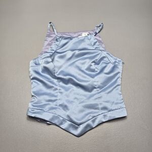Vivian dessy diamond dessy creations Vintage 90s Crop Top Light Blue Women's 6